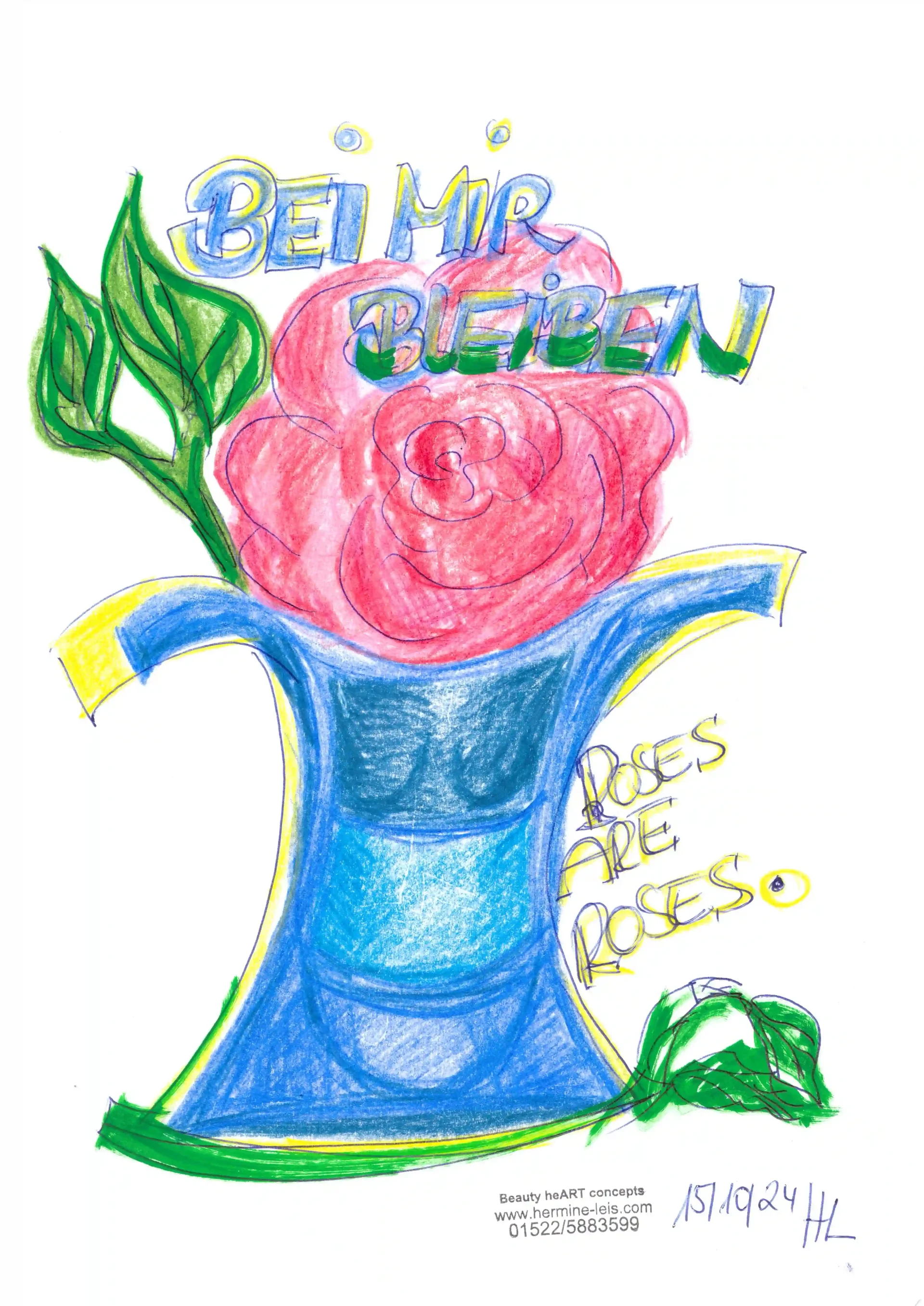 Rosa in einer blauen Vase