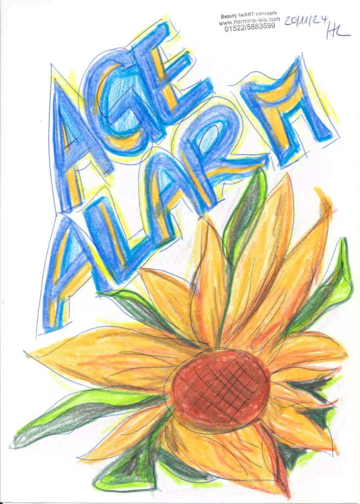 Alter Alarm mit Sonnenblume